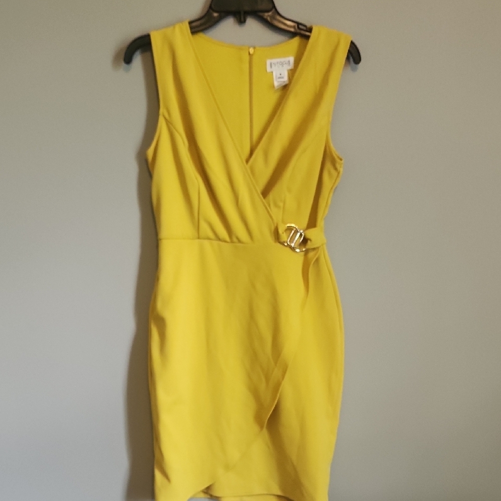 Yellow Sleeveless Dress with Belt